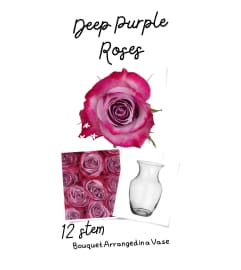 Deep Purple Roses in a Vase. An arrangement by Lori's Hearts and Flowers.