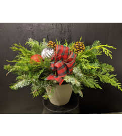 Bowl Of Fresh Christmas Greens. An arrangement by Fleur du Jour.
