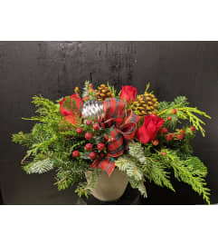 Bowl Of Fresh Christmas Greens. An arrangement by Fleur du Jour.