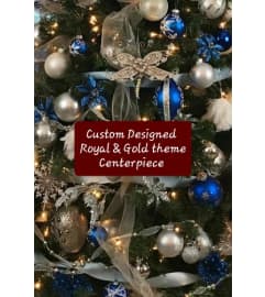 Custom Designed Royal and Gold Theme Centerpiece. An arrangement by A Loving Touch Florist.