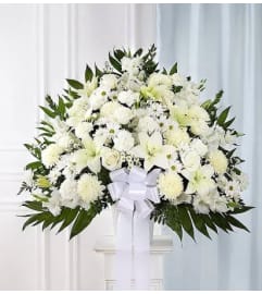 WHITE CLOUD BASKET. An arrangement by Brasco Florist.