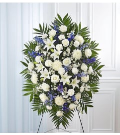 Blue and White Spray. An arrangement by Sanger Flowers.