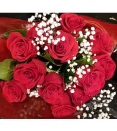 12,18 or 24 Red Rose with Babies Breath HTB - No Vase. An arrangement by Deer Valley Florist and Flower Delivery.