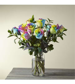 Rainbows For Days Roses. An arrangement by L and J Blooms.