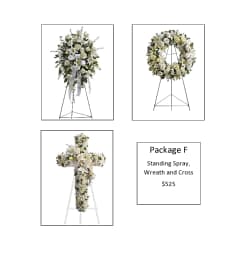 Serenity Wreath Package 1B. An arrangement by Sanger Flowers.