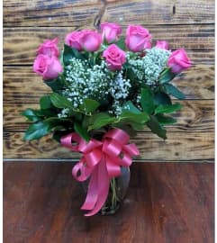 Dozen Pink Buds. An arrangement by NJ Bergen Florist At Northvale.