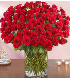 Elegant 100 Premium Long Stem Red Roses. An arrangement by Elegant Florist.