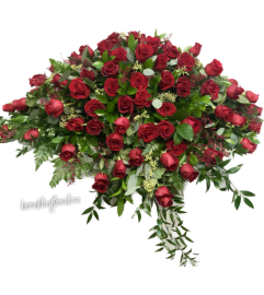 Classic Red Rose Casket Spray. An arrangement by Brooklin Floral and Garden Shoppe Inc..