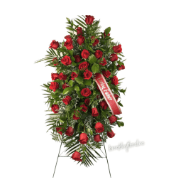 Classic Red Rose Standing Spray. An arrangement by Brooklin Floral and Garden Shoppe Inc..