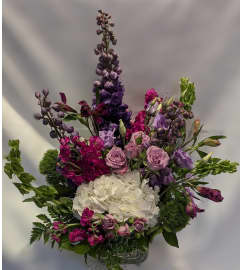 The Purple Garden. An arrangement by Westdale Florist.