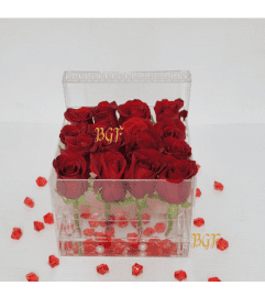 Acrylic Love Box. An arrangement by Anthurium Gardens Florist.