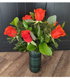 DELUXE ORANGE ROSES (Half Dozen to 1.5 Dozen). An arrangement by Petals and Co..
