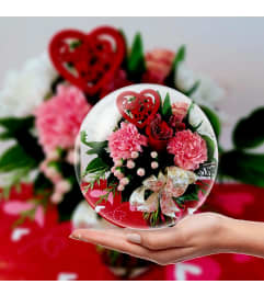 CUSTOM VALENTINE THEME BOUQUET. An arrangement by A Loving Touch Florist.