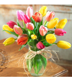 Garden Vase of Tulips. An arrangement by Flowers by Nancy Joslin.