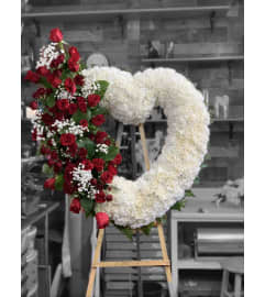 White open heart with cluster. An arrangement by Massey's House of Flowers.