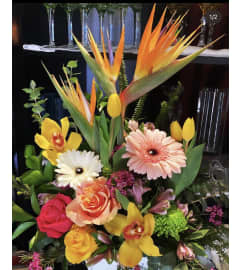 Vibrant Exotic Love. An arrangement by New Britain Flower Shop.