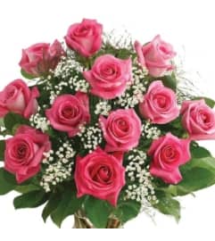 Pink Roses Handtied Bouquet. An arrangement by Nicol Florist.