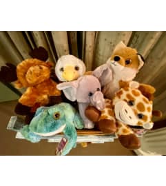 Stuffed Animal Toy. An arrangement by Davis Florist.