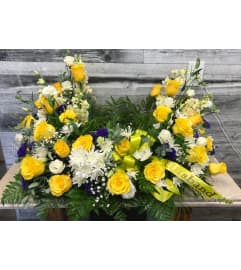 Sunshine Glow Urn Arrangement. An arrangement by Owen Sound Flowers.