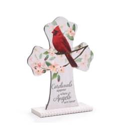 Cross Shelf Sitter- Cardinals Are Near. An arrangement by The Flower Hut.