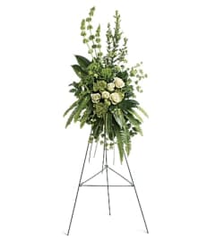FOREVER AT PEACE SPRAY. An arrangement by J.D. Ballantine's Flowers and Gifts.