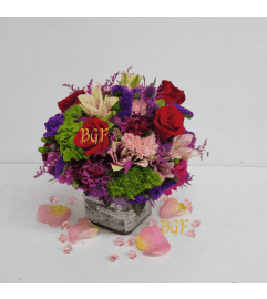 Full Color Cube Design. An arrangement by Brickell Exclusive Blooms.
