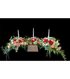 Sectional Urn Piece. An arrangement by Loyalist Flowers.