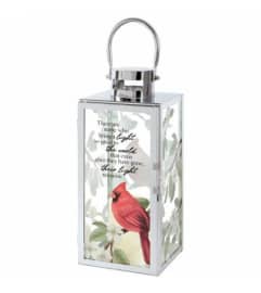 METAL CARDINAL SYMPATHY LANTERN. An arrangement by Novak's Flower Shoppe.