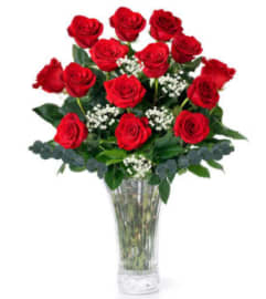 Red Rose Sensation. An arrangement by Crown Heights Florist and Fruit Baskets.