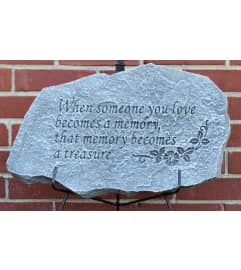 When Someone You Love Becomes a Memory Memorial Stone. An arrangement by North Liberty Flower Shop.