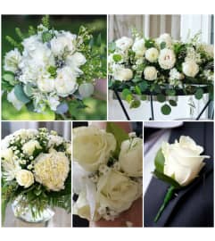 Deluxe Whimisical White Wedding Package. An arrangement by In Bloom.