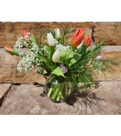 Spring Has Sprung Tulip Arrangement. An arrangement by Petals and Pages.