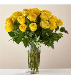 Long Stem Yellow Rose Bouquet. An arrangement by Conny's Flower Shop.