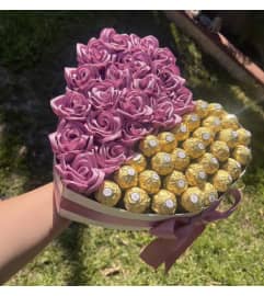 Lavander roses and Chocolates. An arrangement by Lake Eola Florist.