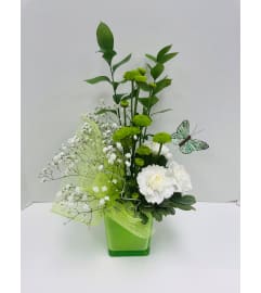 Colour Splash Flower Arrangement - Green. An arrangement by Balloon Bouquets Plus.