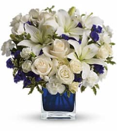 Teleflora Sapphire Skies. An arrangement by Fendley Florists.