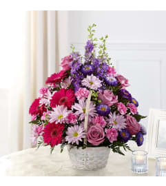 Soft Memories Basket. An arrangement by Geni's Florist and Gifts.