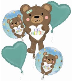 Feel Better Bear Super Fun Foil Balloon Bouquet. An arrangement by Balloon Bouquets Plus.