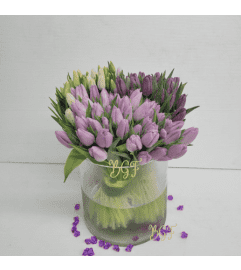 Grouping Tulips. An arrangement by Brickell Exclusive Blooms.