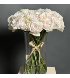 50 Garden Roses White Ohara. An arrangement by Floral Savour.