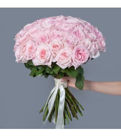 50 Garden Roses Pink Ohara. An arrangement by Floral Savour.