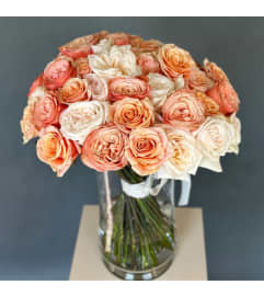 50 Garden Roses Nude Mix. An arrangement by Floral Savour.