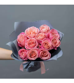 15 Classic Pink Roses. An arrangement by Floral Savour.