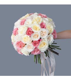 50 Roses White-Pink Mix. An arrangement by Floral Savour.