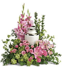 Sacred Solace Cremation Tribute TF. An arrangement by Belak Flowers.