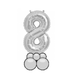 Silver 8 Balloon Table Topper. An arrangement by Balloon Bouquets Plus. Silver 8 Balloon Table Topper. An arrangement by Balloon Bouquets Plus.