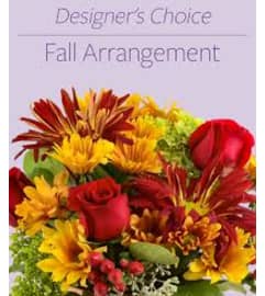 Designers Choice Fall Vase. An arrangement by Jennings Florists.