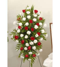 With Love Standing Spray. An arrangement by Flowers by Anna.