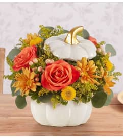 Autum in season Pumpkin. An arrangement by Doral Flower District and Design.