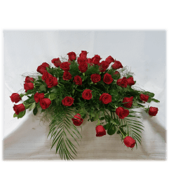 Red Roses Casket Spray 2023. An arrangement by Northwest Florist.